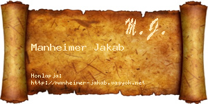 Manheimer Jakab névjegykártya